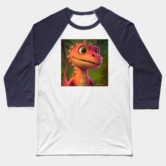 Baby Dinosaur Dino Bambino - Aiden Baseball T-Shirt by KOTOdesign